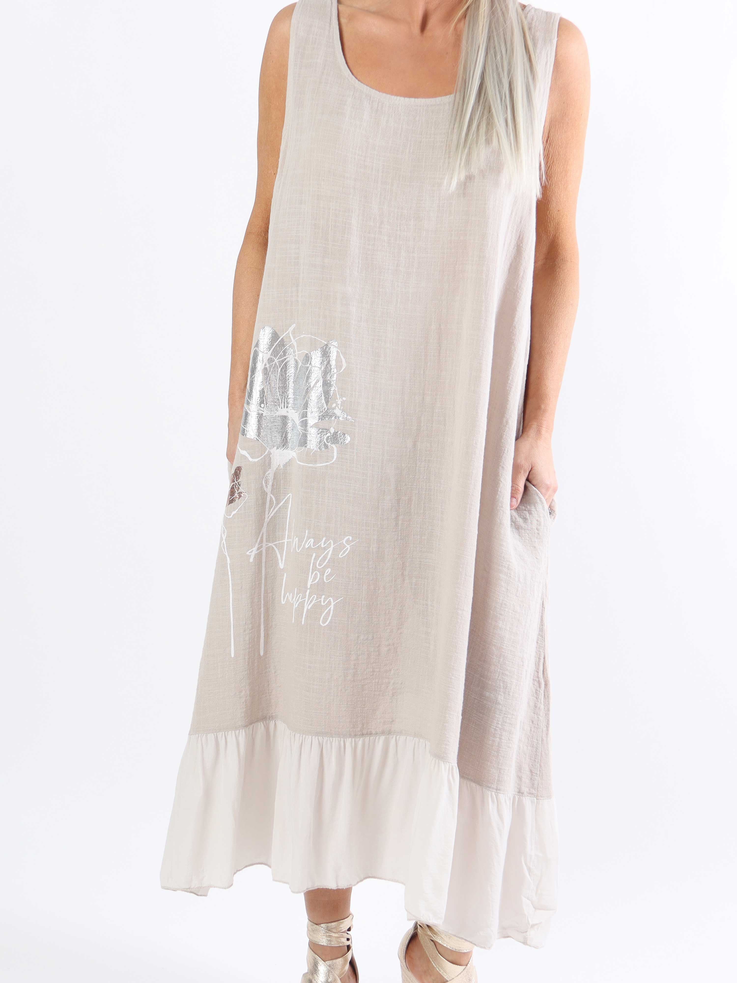 Mille - Plus size sommarklänning i linne med volang